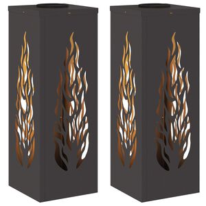 vidaXL Lumină LED Solară pentru Alei 2 pcs Negru Oțel laminat la rece