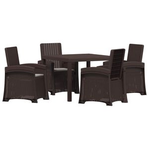 vidaXL Set de masă pentru grădină 5 buc. Maro și gri deschis PP
