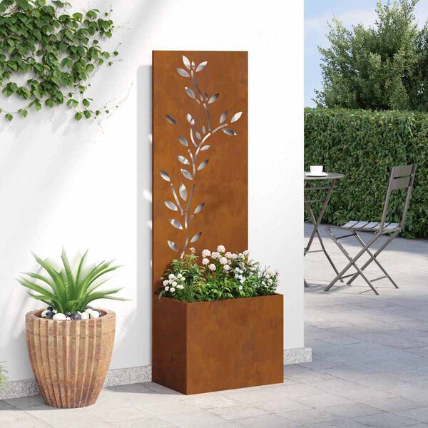 vidaXL Ecran de intimitate pentru grădină Floral Ruginit 50 x 140 cm