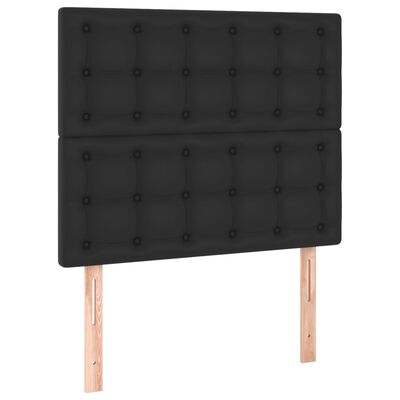 vidaXL Tăblie de pat cu LED, negru, 90x5x118/128 cm, catifea