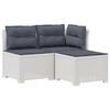 vidaXL Sofa de grădină cu 3 locuri, cu perne, aspect de rattan PP Alb