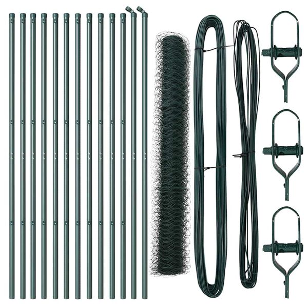 vidaXL St&acirc;lp de gard. Verde 25 x 1 m (plasă de 50 mm) Oțel