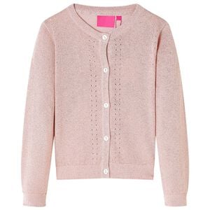 vidaXL Cardigan pentru copii tricotat, roz deschis, 92
