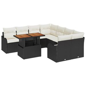 vidaXL Set de canapele pentru grădină 9 pcs Negru Rattan poli