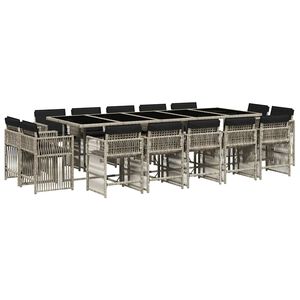 vidaXL Set mobilier de grădină cu perne 15 piese gri deschis poliratan