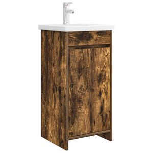 vidaXL Mobilă de baie cu chiuvetă Stejar fumuriu 42 x 40 x 84,5 cm