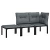 vidaXL Set mobilier de grădină cu perne, 3 piese, negru/gri, poliratan