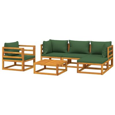 vidaXL Set mobilier de grădină cu perne verzi, 6 piese, lemn masiv