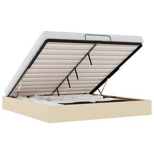 vidaXL Cadru pat otoman fără saltea crem 200x200 cm țesătură