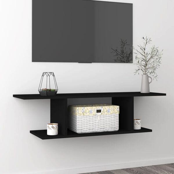 vidaXL Dulap TV montat pe perete, negru, 103x30x26,5 cm