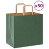vidaXL Saci de h&acirc;rtie 50 buc cu m&acirc;nere verde 26x17x25 cm