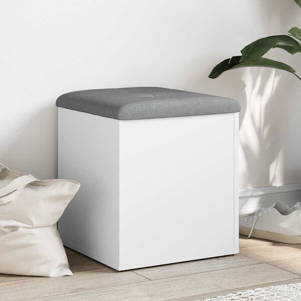 vidaXL Bancă de depozitare albă 42x42x45 cm, lemn stratificat