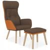 vidaXL Scaun de relaxare cu taburet, maro, piele ecologică/textil