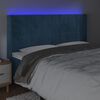 vidaXL Tăblie de pat cu LED, albastru &icirc;nchis, 183x16x118/128cm catifea