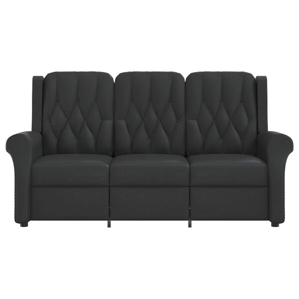 vidaXL Fotoliu de masaj rabatabil, 3 locuri, negru, piele eco lucioasă