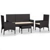 vidaXL Set mobilier relaxare grădină 4 piese cu perne poliratan negru