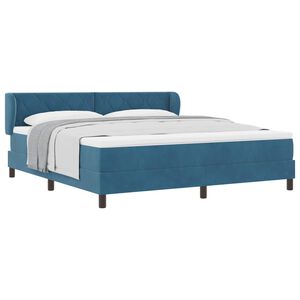 vidaXL Pat cu arcuri cu headboard Albastru &icirc;nchis 180 x 200 cm Catifea