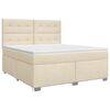 vidaXL Pat boxspring cu saltea Crem 140 x 200 cm Țesătură