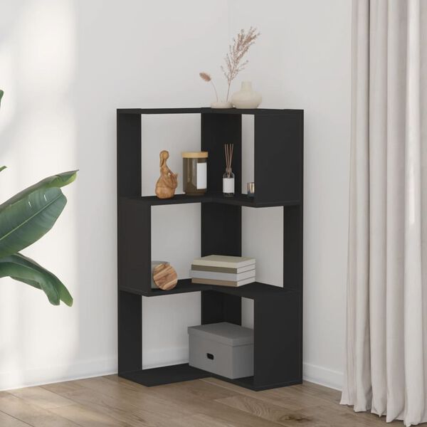 vidaXL Bibliotecă 3 niveluri negru 50x50x102 cm lemn prelucrat