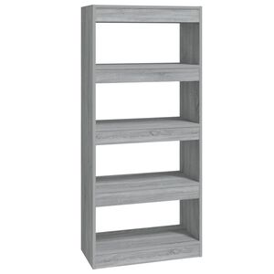 vidaXL Bibliotecă/Separator, sonoma gri, 60x30x135 cm, lemn prelucrat