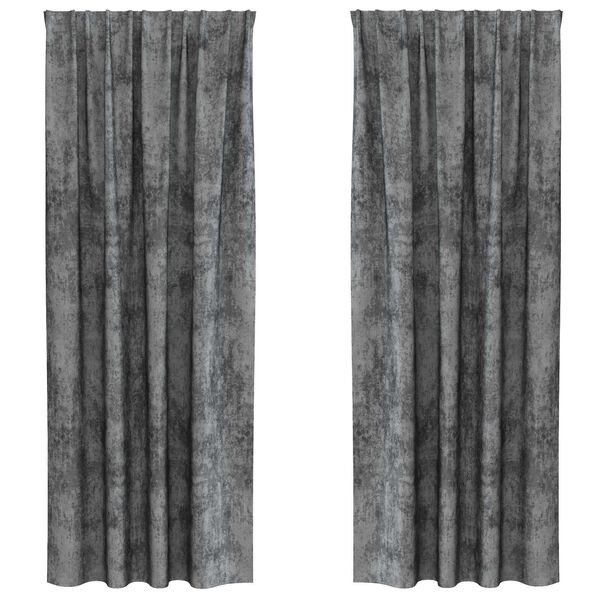 vidaXL Cortine din catifea cu perdele 2 pcs Gri 245 x 140 cm Catifea