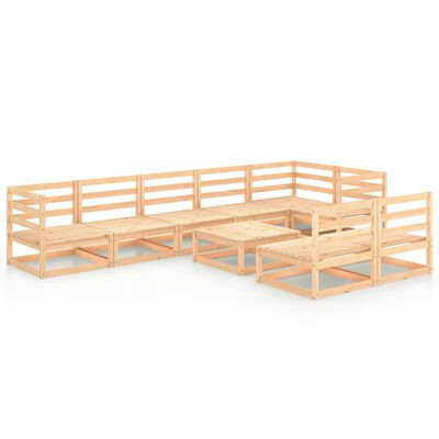 vidaXL Set mobilier de grădină, 9 piese, lemn masiv de pin