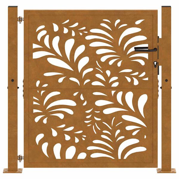 vidaXL Poartă de grădină 100x100 cm, oțel rezistent la intemperii, model ondulat