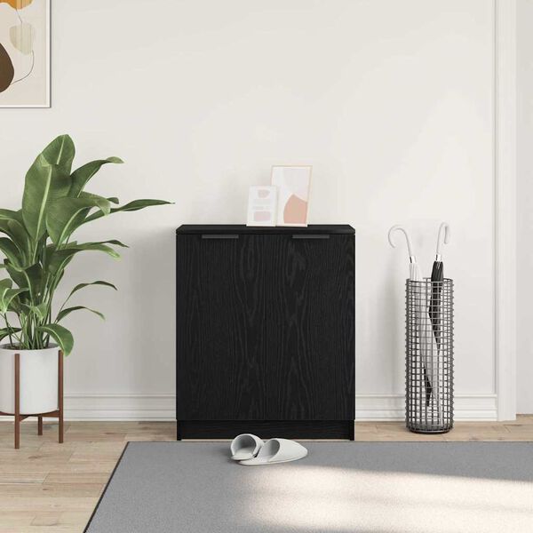 vidaXL Dulap pentru pantofi Stejar Negru 59 x 35 x 70 cm Lemn compozit