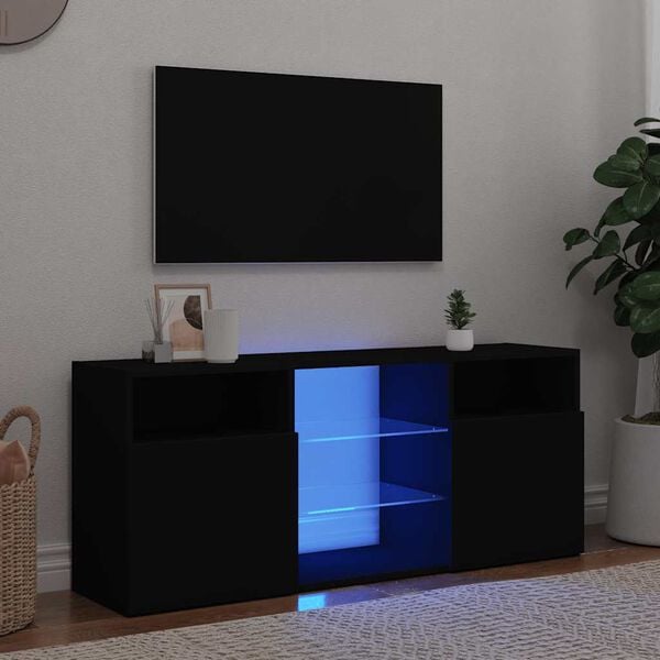 vidaXL Comodă TV cu lumini LED, negru, 120x30x50 cm
