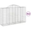vidaXL Coșuri gabion arcuite 12 buc, 200x50x120/140cm, fier galvanizat