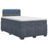 vidaXL Pat box spring cu saltea și LED Gri &icirc;nchis 120 x 200 cm Catifea