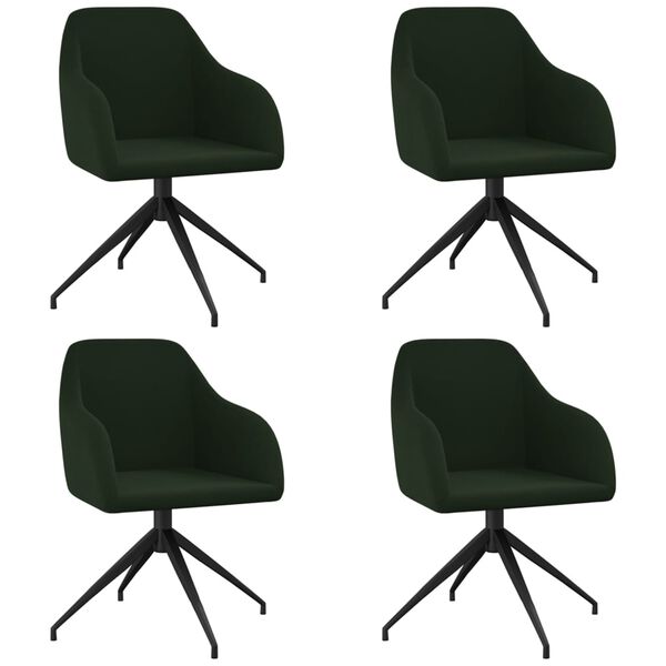 vidaXL Scaune de bucătărie, 4 buc., verde &icirc;nchis, catifea