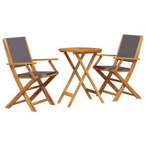 vidaXL Set mobilier bistro, 3 piese, textil antracit/lemn masiv