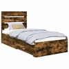 vidaXL Cadru de pat cu sertar Stejar afumat și argintiu 75 x 190 cm
