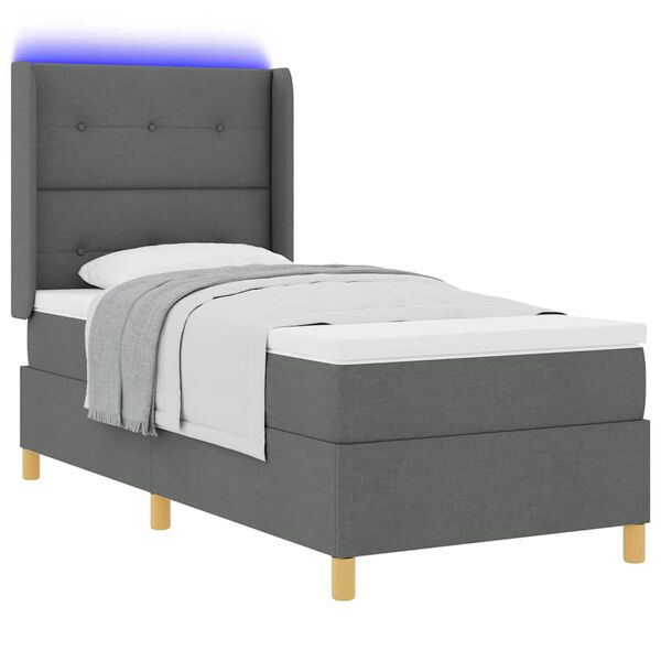 vidaXL Pat cu arcuri cu saltea cu headboard Gri 140 x 200 cm țesătură