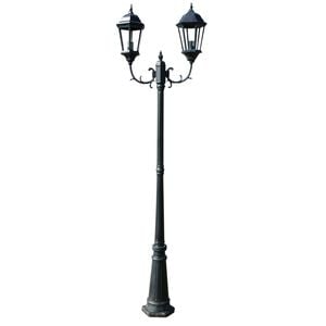 vidaXL St&acirc;lp lampă grădină 2 brațe verde &icirc;nchis/negru 230 cm aluminiu