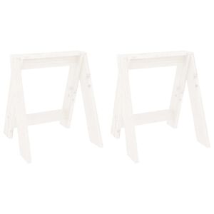 vidaXL Scaune, 2 buc., alb, 40x40x45 cm, lemn masiv de pin