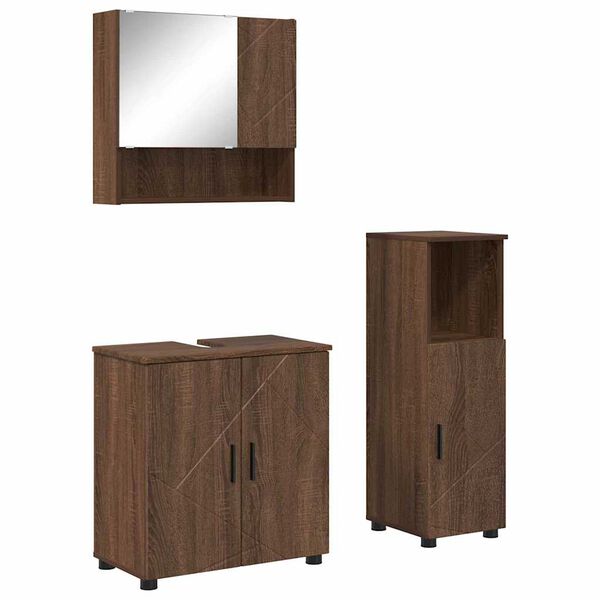 vidaXL Set de mobilier pentru baie Pe perete 3 pcs Stejar &icirc;nchis