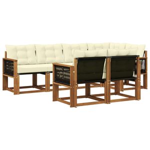 vidaXL Set de canapele de exterior cu pernă 7 pcs Natural și Crem