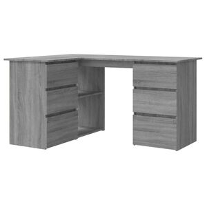 vidaXL Birou de colț, gri sonoma, 145x100x76 cm, lemn prelucrat