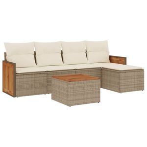 vidaXL Set canapele de grădină cu perne, 6 piese, bej, poliratan
