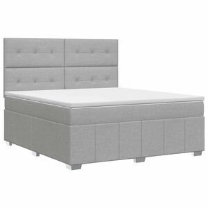 vidaXL Pat boxspring cu saltea Gri deschis 160 x 200 cm Țesătură
