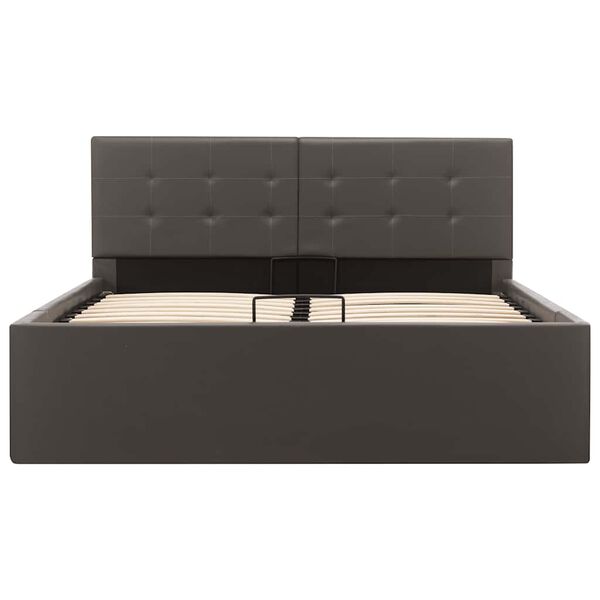 vidaXL Cadru pat hidraulic cu ladă gri 120x200 cm, piele ecologică