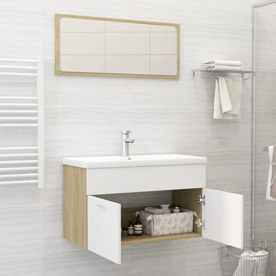 vidaXL Set mobilier baie, 2 piese, alb și stejar Sonoma,lemn prelucrat