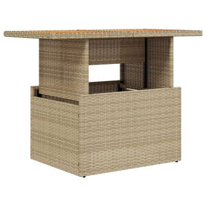 vidaXL Masă de grădină, bej, 100x55x73 cm, poliratan și lemn de acacia