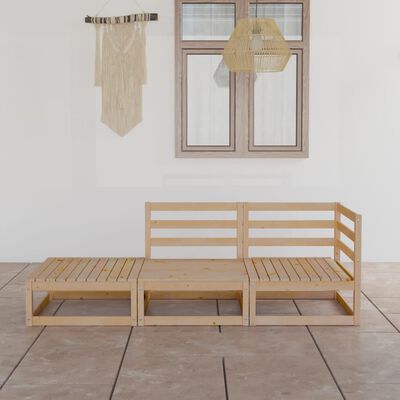 vidaXL Set mobilier de grădină, 3 piese, lemn masiv de pin