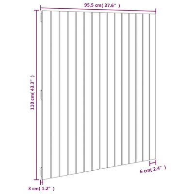 vidaXL Tăblie de pat pentru perete, negru 95,5x3x110 cm lemn masiv pin