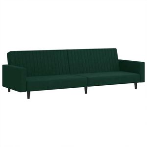 vidaXL Canapea extensibilă cu 2 locuri, verde &icirc;nchis, catifea