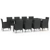 vidaXL Set mobilier de exterior cu perne, 11 piese, negru, poliratan