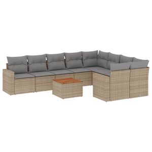 vidaXL Set canapele de grădină cu perne, 10 piese, bej, poliratan